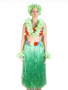 1 pieza Vestido hawaiano, coronas hawaianas, faldas de hierba sexy para la cintura, falda de hierba decorada con flores para bailarinas, y disfraces de actuación decorados con flores, perfectos para fiestas tropicales, fiestas de Halloween, Navidad, regalos creativos y decoración del hogar para ceremonias del Día de la Madre y de graduación