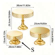 1pcsElegant Golden Cake Stand, Table Display Stand Decorative Cake Stand Dessert Pastry Plate Cold Meal Break Display Stand Afternoon Tea Snack Stand Light Luxury Cake Plate Suitable For Birthdays, Parties, Graduation Season Celebrations And Other Activities