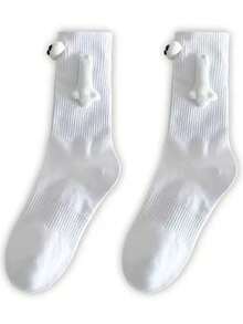 4 Pairs Casual Cartoon Magnetic Couple Socks Suitable For Men And Women, Random Design, Knitted Material, Ideal For Friends, Boyfriend, Christmas, Valentine's Day Gift, All Seasons - Multicolor - View 12