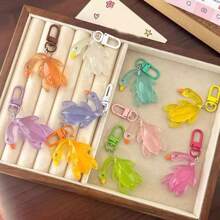 1pc/2pcs/4pcs/6pcs Mixed Luminous Roasted Duck Keychain, Luminous Transparent Color-Changing Roasted Duck Keychain, Hot Backpackendant, Fun Best Friend Gift