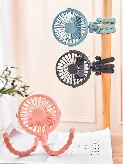 1 Rechargeable Octopus Fan, Can Be Held/Hung/Wound/Standing, Suitable For Home/Commuting/Outdoor/Cycling/Adults/Children, Lightweight And Beautiful, Portable And Practical, Multi-Functional Tripod, Can Be Twisted Left And Right At Will, There Is A Slight Noise, Need To Be Charged Before Receiving