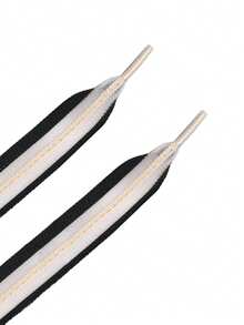 2 件高档黑白条纹金属鞋带，空心彩色渔网绳