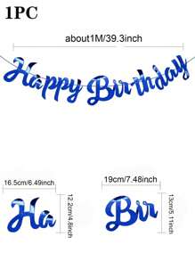 1 pièce/2 pièces Bannière de fête d'anniversaire suspendue bleu marine/dorée