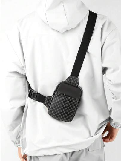 Classic Fashion Men PU Chest Bag Mini Coin Purse Key Phone Organizer Pouch, Casual Street Commute Small Bag