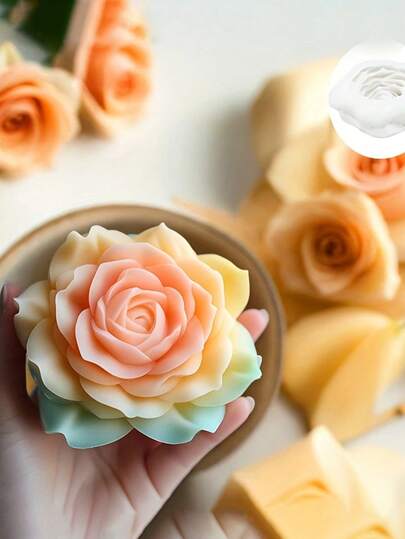 1 件花朵硅胶模具 3D 牡丹花适用于 DIY 香薰蜡烛、香皂和树脂工艺品 - 精美的花朵设计，手工制作的家居装饰工具，用于放松芳香创作