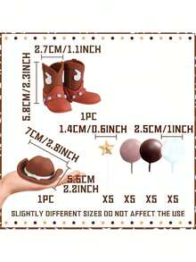 1pc/2pcs/23pcsRodeo Cake Decorations, Cowboy Theme Birthday Cake Decorations Brown White Ball Cake Decorations, Western Cowboy Hat Cowboy Boots Soft Clay Decoration Cake Decorations, Suitable For Cowboy Theme Party Cake Decorations, Western Style Cake Decorations, Suitable For Men's Birthday Cake Decorations, Retirement Party Cake Decorations - Multicolor - View 9