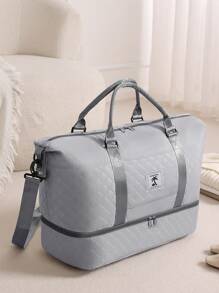 Borsa da viaggio personalizzata con ricamo, con nome personalizzato e lettere di colore, unisex, borsa a tracolla con cerniera e scomparto per le scarpe indipendente, di grande capacità per un facile stoccaggio all'aperto, borsa da viaggio leggera