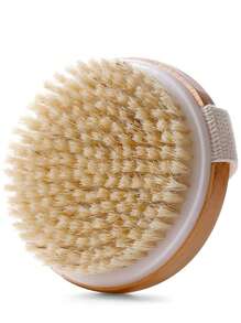 Dry Brushing Body Brush For Lymphatic Drainage Cellulite, Bath Body Wash Brush For Cleansing And Exfoliating Showering Natural Wood, Size 10.5x10.5(CM) Round