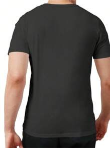Camiseta de manga corta de algodón puro con cuello redondo para hombre, con estampado DIY de una escena dramática de un rayo que atraviesa las nubes oscuras sobre una ciudad por la noche, Verano 2025