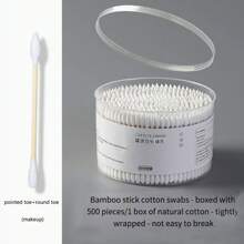 500PCS Disposable Cotton Swab Box With Double End Round Head For Makeup And Makeup Removal Daily Cleaning Pet Care Multi-Purpose,Random Box Packaging Style;