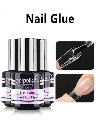 Nagellack Nagelbond Pinsel im Nagellack für Aufklebe-Nägel, Nagelspitzen & Künstliche Nägel. Extrem starker Nagellack für Nagelspitzen, langanhaltende Acrylnägel. Gel-Kleber benötigt UV/LED Lampe