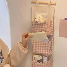 1pc Pink Wall-Mounted Bedroom Organizer - Hanging Storage Pocket For Books, Jewelry And Accessories, Perfect For Dorm And Bedroom, Ideal Gift For Valentine's Day