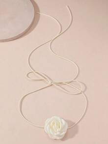 1PC Stereoscopic Rose Strap Collarbone Chain Choker Choker Chain - White - View 3