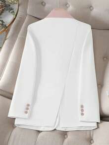 Damen Jacke mit Kragen, Knopfkontrast mit Einzelknopf, Lässig, Pendler, dünn, passend für das Büro