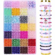 28 couleurs Perles ABS teintes de 6 mm de faux perles DIY éparses. Matériel pour bracelets, colliers, bijoux faits main et accessoires