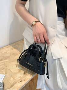 Fashionable Solid Color PU Handbag & Shoulder Bag For Women - Black - View 5
