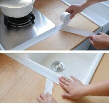 1pc Self-Adhesive White Waterproof, Mildew Resistant Caulk Strip, Suitable For Kitchen Sink, Bathroom, Toilet, Bathtub, Floor, Wall Edges Protection And Sealing