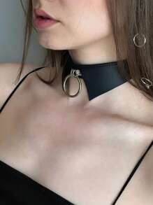 1PC Women Leather Choker Fashion Belts Style Choker Punk Jewelry With Chains Clavicle Choker Rock Neck Chain Bride Jewelry
