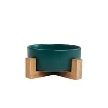 Dog Bowl Cat Bowl Ceramic Bowl Water Bowl Wooden Frame Protection Cervical Spine Tall Dog Drinking Bowl Pet Bowl Pet Supplies