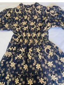 Women's Fashion Midi Dress In 3D Laise Fabric With Elastex On The Back And Button On The Front And Lining - 水鴨藍 - 查看 2