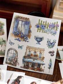 50 miếng/cuốn sách dán sticker, bộ sưu tập Human Flavor, hình ảnh cô gái uống cà phê theo phong cách cổ điển và cảnh quan khu vườn, được cắt sẵn và dễ xé, dùng làm đồ trang trí sổ lưu niệm, khung ảnh, ốp điện thoại, cốc nước, hộp đựng văn phòng phẩm, hộp đựng đồ dùng DIY. - Nhiều màu - Xem 11