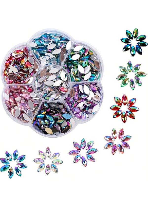 700pcs Vibrant Mixed Color Teardrop Rhinestones - Flat Back Nail Art Gems For DIY Crafting, Bags, Accessories Decoration - Includes Storage Case, Unscented, Perfect For Manicure, Nails, And Craft DIY Projects
