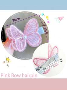 10-Inch Short Wig And 2pcs Pink Bow Hair Clips, Synthetic Heat-Resistant Wig, Girls Hair Accessories Bow Hair Clips - 自然黑 - 查看 16