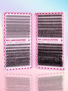 640 Peças Conjunto de Clusters de Cílios Individuais, Kit de Extensão de Cílios em Clusters, Kit de Cílios Individuais Mistos de 9-16mm com Adesivo e Selante de Cílios, Removedor, Pinça de Cílios, Pincel, Kit de Extensão de Cílios DIY para Uso Doméstico, Cílios Postiços