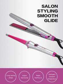 1 conjunto de alisador e modelador de cabelo multifuncional com plugue UE, temperatura ajustável de 450-950 °F, rotação de 360 °, modelagem suave e sem danos, alisamento e ondulação 2 em 1, adequado para uso diário