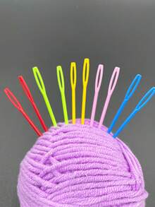 10pcs Plastic Knitting Needles, 2.76 Inch/7cm Random Color Knitting Needles, Sewing Needles, Darning Needles, Plastic Sewing Needles, Tapestry Needles, Plastic Safety Lacing Needles - Multicolor - View 8