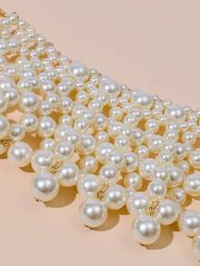 1pc Elegant Minimalist Handmade Crochet Beaded Women's Long Necklace, Fashion Versatile Jewelry Suitable For Daily Wear, Gifts, Weddings, Parties, Christmas, All Seasons - White - View 7