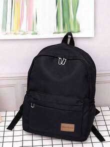 1 件男女通用纯色时尚背包，多功能大容量休闲通勤书包夏季夏季包春假男士包黑色包包背包旅行必备大包 - 黑色 - 查看 1