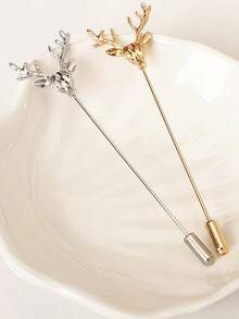 2pcs Men's Animal Shape Brooch Lapel Pin, Everyday Wear - Deer Head Brooch - View 4