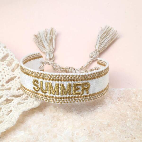 1 pièce Bracelet tressé fait main brodé d'été, style vacances décontracté, convient pour la famille, les amis, les étudiants, les cadeaux de fêtes, la plage, les voyages, le style boho