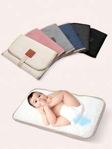1 pieza Almohadilla portátil y resistente al agua para cambiar pañales, tamaño pequeño 23*12 pulgadas, adecuada para bebés de 0 a 12 meses, esterilla de cambio de pañales plegable para viajes, disponible en varios colores para niños y niñas