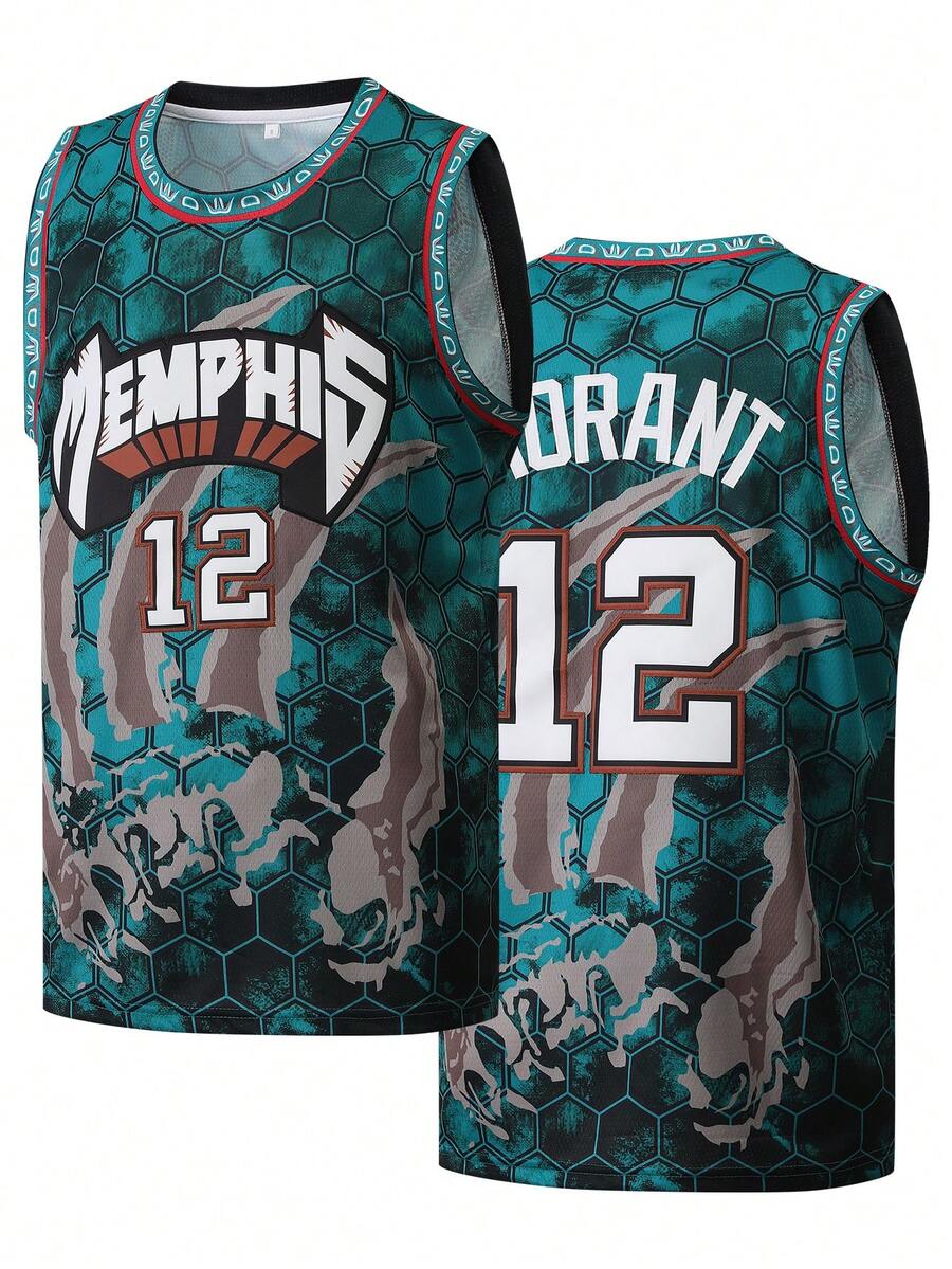 Men's Basketball Jersey #12 Green Embroidery Sports Tank Top