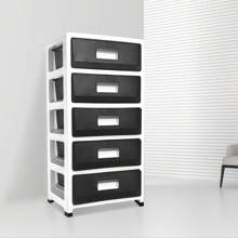 Wevalley WeValley Tour de rangement - sur roulettes, 5 tiroirs, hauteur 61 cm, idéale rangement bureau, cours, documents, fournitures, accessoires - Noir transparent et Blanc