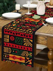 1pc African Printed Table Runner, Colorful Abstract Geometric Printed Table Runner, Kitchen Dining Room Decor, Holiday Decoration, Home Party, Wedding, Outdoor Dining Table, Coffee Table Decor