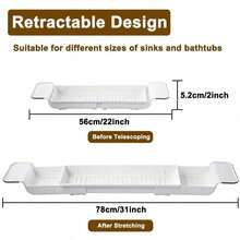 1pc Bathroom Multi-Functional Telescopic Rack, Bath Tub Phone Holder, Toilet Storage, Bathtub Shelf Organizer Extendable Bathtub Tray - Multifunctional Plastic Bathtub Caddy Bathroom Shelf, Minimalist & Stylish Bathtub Storage Rack For Towels, Books, Candles, Wine And Phone Holder