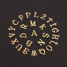 1件经典简约心形无限符号字母吊坠金色不锈钢珠链项链，女士款 - 金黃色 - 查看 4