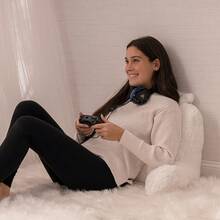 Reading Pillow With Shredded Memory Foam Back Rest Pillow For Sitting In Bed With Faux Fur Removable Cover 18x15 Inches White - White - View 4