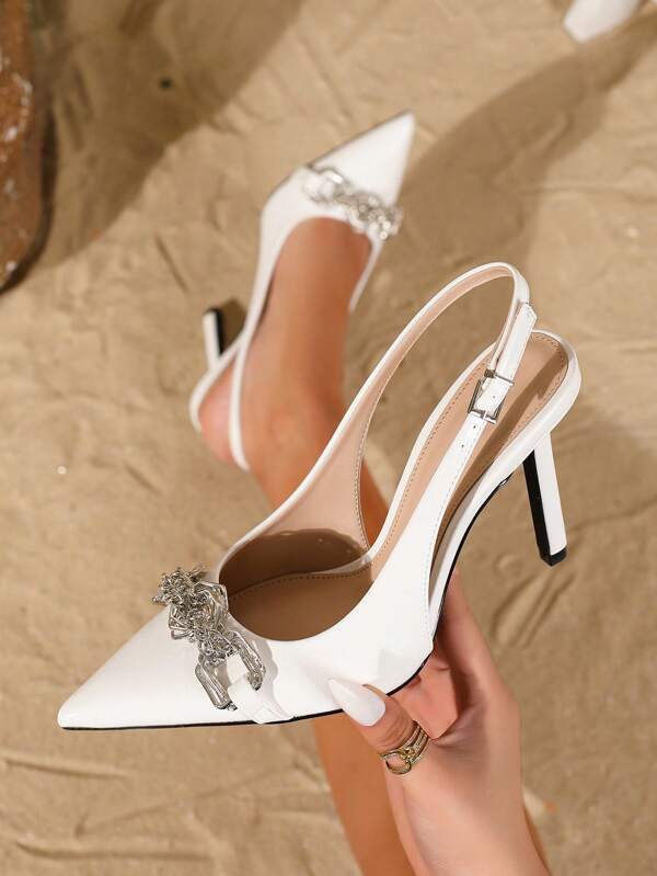 Women's Fashion Elegant Pointed Toe Stiletto Heel Slingback Pumps, Sexy & Charming, Versatile