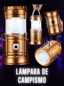 SunnyTech 4-in-1 tragbare Camping-Laterne mit Powerbank, USB-aufladbar, Outdoor-Leuchte für Wandern, Rucksacktouren (Handhabung/Blinklicht/Taschenlampe Modus) & Notfall, inklusive Tragegurt - Gold