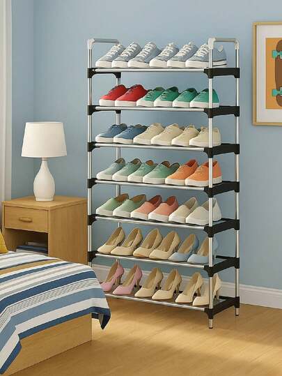 Zapatero de Tubo de 6 Niveles, Gran Capacidad y Ahorro de Espacio