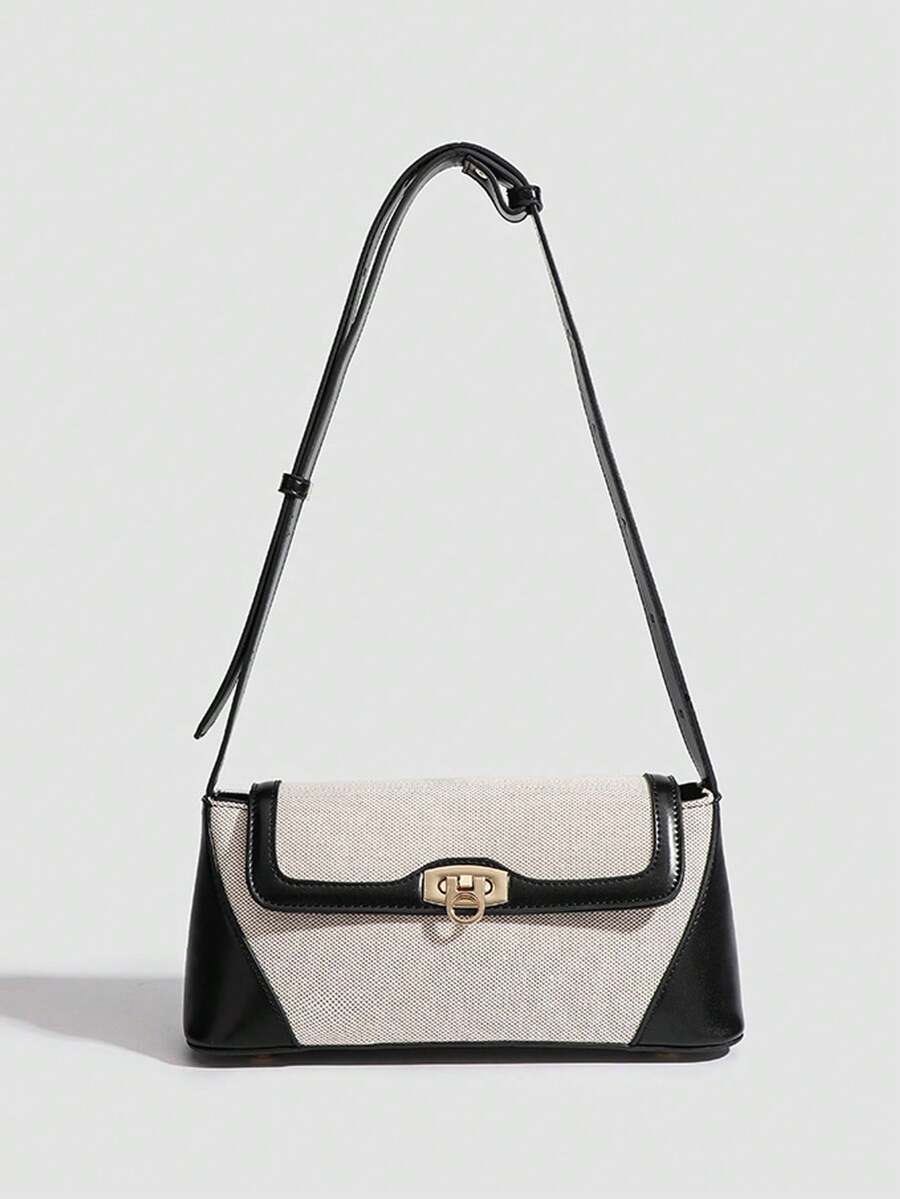 全新时尚单肩包手提包法棍包腋下包时尚百搭 - 黑色 - 查看 1