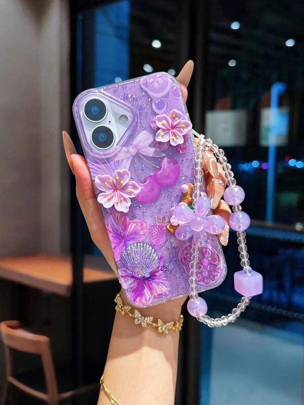 Cherry Blossom Watercolor Epoxy Resin Transparent Decorative Phone Case, Thick Anti-Drop High-End Suitable For IPhone 16/15/XR/16 Pro Max/7P 8P/P12 Pro Max/P13 Pro Max/P14 Pro Max/P13/P14/P11/P12/P14, XS/S/XS Max/7 8 GES2 Cute And Fashionable Thick Protective Phone Cover