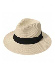 Summer Foldable Panama Hat, European And American Style Sun-Shading Jazz Hat, Outdoor UV Protection Beach Straw Hat, Versatile & Unique