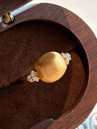 1 pezzo Anello piccolo e bombato gioiello elegante francese vintage in stile italiano con cristalli decorativi, adatto per uso quotidiano, festival, feste, regalo per la ragazza