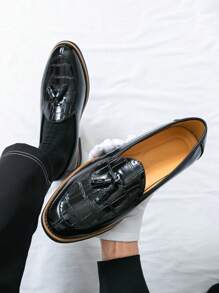 Casual Fringed Tassel Loafers, Versatile For Business, Party, Wedding, Pointed Toe Design