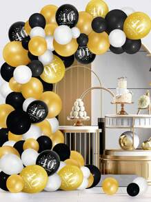 89pcs Black Gold 18th 30th 40th 50th 60th 70th Number Latex Balloons Chain Birthday Balloon Arch Birthday Party Decorations Adult